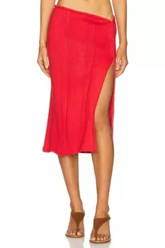 Миди-юбка с разрезом сбоку Jade Cropper, red