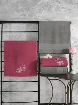 Миджольнир, Цветочный- CAN1906, Серый,Белый, полотенца, 460 г/м, 100% ХЛОПОК Mijolnir