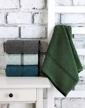 Миджольнир, Leaf- CAN1908, антрацит,|,белый, полотенца, 460 гр/м, 100% ХЛОПОК Mijolnir, синий