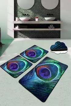 Миджольнир, Павлин- CHL4472, Разноцветный, коврики для ванной, 700 г/м, 100% бархатная ткань Mijolnir, мультиколор