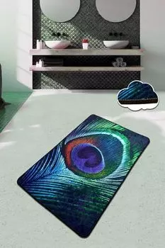 Миджольнир, Павлин- CHL4475, Разноцветный, коврики для ванной, 700 г/м, 100% бархатная ткань Mijolnir, мультиколор