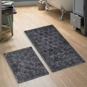 Mijolnir, Akc_Eugene-V3_55972, набор ковриков для ванной (2 шт), антрацит, 100% ХЛОПОК, 50 х 60 см, серый