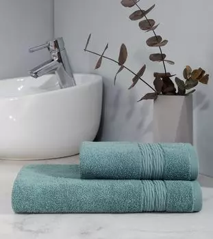 Mijolnir, Colorful Twist - Бирюзовый, комплект полотенец (2 шт), бирюзовый, 100% ХЛОПОК, 50 х 90 см