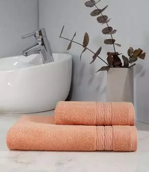 Mijolnir, Colorful Twist - Salmon, комплект полотенец (2 шт), лосось, 100% ХЛОПОК, 50 х 90 см, розовый