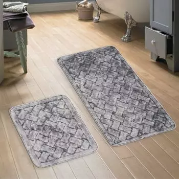 Mijolnir, Cottonkt 000196, набор ковриков для ванной (2 шт.), серый, 100% ХЛОПОК, 50 x 60 см