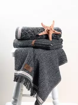 Mijolnir, Denim - Anthracite, комплект полотенец (3 шт.), антрацит, 75 % ХЛОПОК / 25 % ПОЛИЭСТЕР, 50 x 90 см, серый