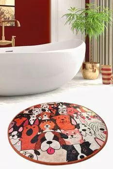 Mijolnir, Dogs- CHL4248, разноцветный, коврики для ванной, 700 г/м, 100% бархатная ткань, мультиколор