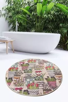 Mijolnir, Flowepot- CHL4250, разноцветный, коврики для ванной, 700 г/м, 100% бархатная ткань, мультиколор