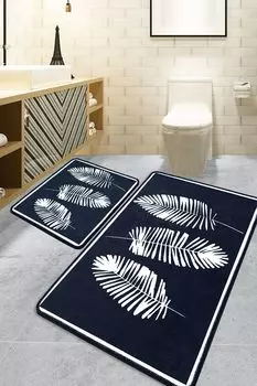 Mijolnir, Hoja - Black, Комплект ковриков для ванной (2 шт.), черный, 100% ПОЛИЭСТЕР, 40 х 60 см