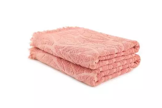 Mijolnir, Leaf - Salmon, комплект полотенец (2 шт), лосось, 100% ХЛОПОК, 50 х 90 см, розовый