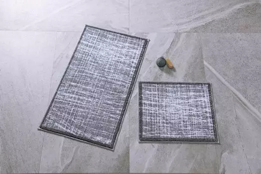 Mijolnir, Stream- CNF1227, Серый, Белый, коврики для ванной, 100% полиамид