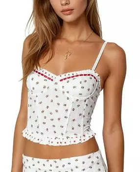 Мика Корсет с Чашечками в Цветочном Принте Edikted, белый