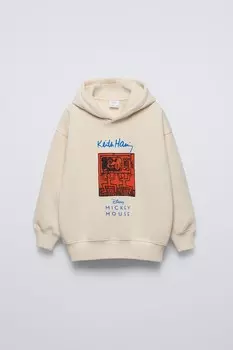 Микки маус disney кит харинг толстовка ZARA, устрично-белый