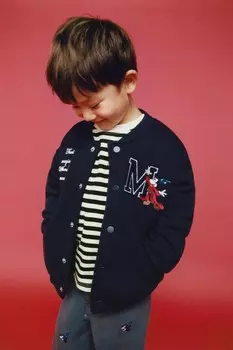 Микки маус fantasia disney плюшевая куртка-бомбер ZARA, темно-синий