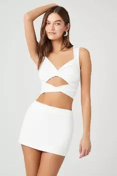 Микро-мини-юбка А-силуэта Forever 21, белый