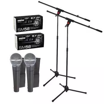 Микрофон Shure Shure SM58 Vocal Microphones with Microphone Stands Duo Pack