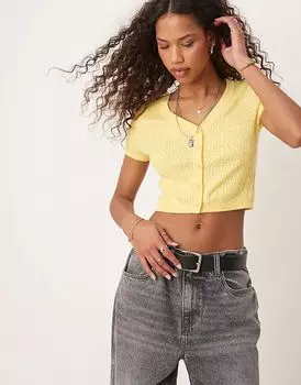 Микрокардиган cassie pointelle желтого цвета Free People