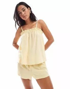 Микрошорты ASOS DESIGN из льняной смеси цвета пахты