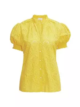 Мила Хлопковая блузка с люверсами Robert Graham, желтый