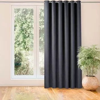 Милана Шина из синели с серебряными люверсами Подвесная - Штора с люверсами непрозрачная 280 x 245 см (Ш x В) Капучино HOMEDE, серый