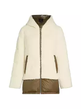 Миланское пальто из шерпы и нейлона Mercer Collective, цвет olive green cream sherpa