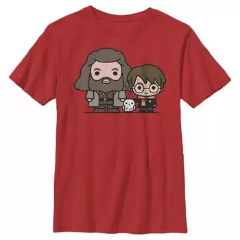 Милая футболка с рисунком Гарри Поттера «Хагрид Хедвиг и Гарри» для мальчиков 8–20 лет Harry Potter