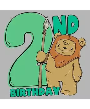 Милая футболка унисекс с изображением эвоков на 2-й день рождения для малышей Disney Lucasfilm, серый