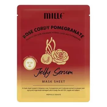 Mille Тканевая маска-сыворотка Rose Cordy Pomegranate Jelly Serum 1шт, White