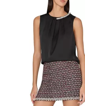 MILLY Lily Топ с украшением из кристаллов, черный