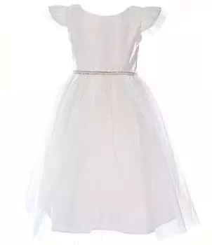 Милое детское чайное платье из тюля с развевающимися рукавами и стразами на талии для маленьких девочек 2–6 лет Sweet Kids, слоновая кость