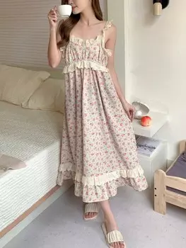 Милое кружевное домашнее платье в стиле пэчворк с цветочным принтом Dazy, хаки
