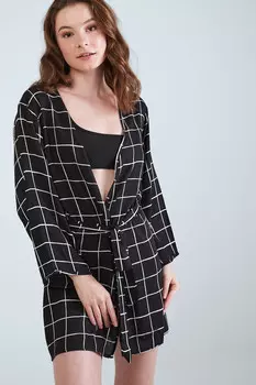 Милый халат с рисунком и принтом Herita, черный