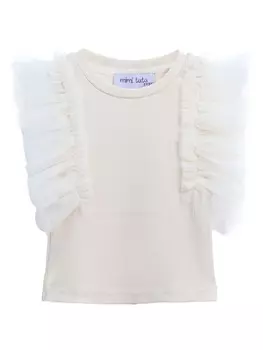 Mimi Tutu футболка с рукавами из тюля, нейтральный цвет