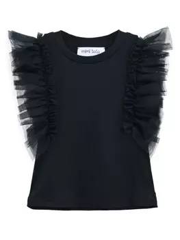 Mimi Tutu футболка с рукавами из тюля, черный