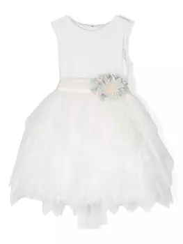 Mimil платье из тюля с брошью, белый