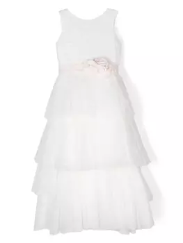 Mimil платье из тюля с цветочной аппликацией, белый