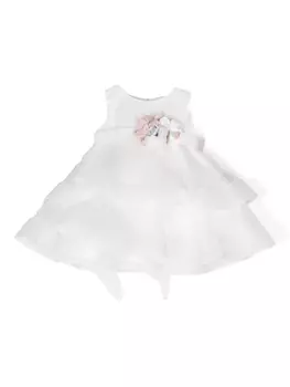 Mimil платье из тюля с цветочной аппликацией, белый
