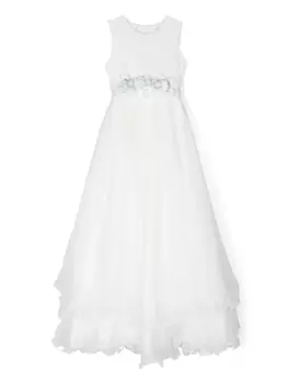 Mimil платье макси из тюля с цветочной аппликацией, белый