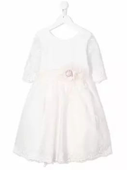Mimil платье с длинными рукавами и цветочной аппликацией, белый