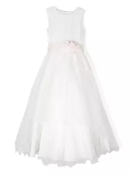 Mimil платье с пышной юбкой и цветочной аппликацией, белый