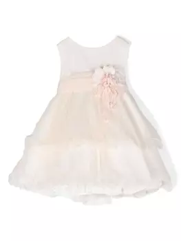 Mimil ярусное платье с цветочной аппликацией, нейтральный цвет