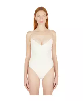 Миндалевидный купальник на тонких бретелях Ziah, белый