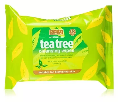 Минеральные очищающие салфетки Beauty Formulas Tea Tree