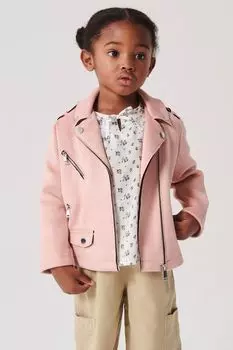 Мини-Байкерская куртка из замши для девочек River Island, розовый