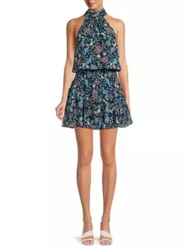 Мини-блузонное платье Addyson с цветочным принтом Ramy Brook, цвет Navy Combo