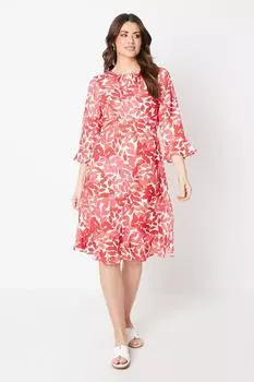 Мини-чайное платье с изогнутым подолом и принтом Wallis, розовый