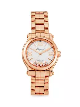 Мини-часы-браслет Happy Sport из розового золота 18 карат и бриллиантов 0,14 TCW Chopard, золотой