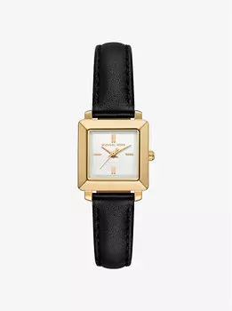 Мини-Часы Gwynn золотистого цвета с кожаным ремешком Michael Kors, черный