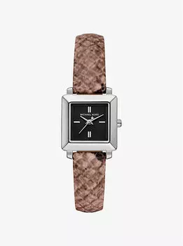 Мини-Часы из кожи с тиснением под змею Гвинн Michael Kors, коричневый