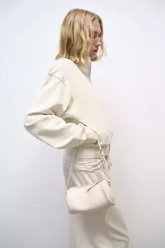 Мини-цилиндрическая сумка для боулинга ZARA, экрю